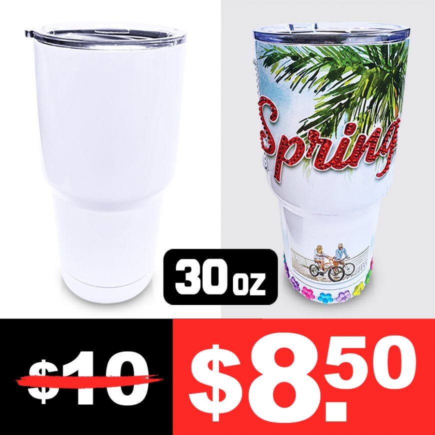 30 oz Swing Handle Lid Sublimation Tumbler