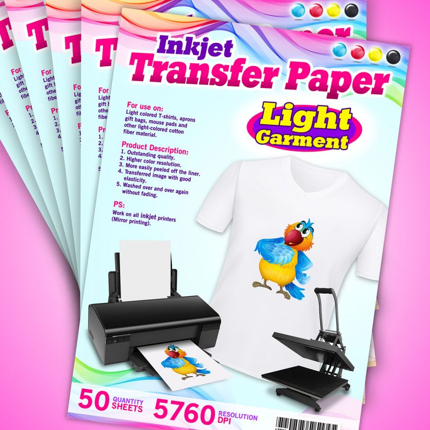 20) - Iron on Transfer Paper for Light Fabric (Magic Paper) by