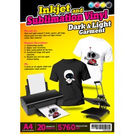 Inkjet and Sublimation Vinyl Dark and Light A4 20 Sheets