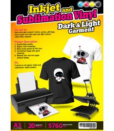 Inkjet and Sublimation Vinyl Dark and Light A3 20 Sheets