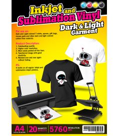 Inkjet and Sublimation Vinyl Dark and Light A4 20 Sheets