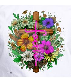 DTF-179 Cross Faith Flowers 10 x 11 Inches