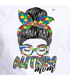 DTF-230 Autism mom messy bun 9 x 13 Inches