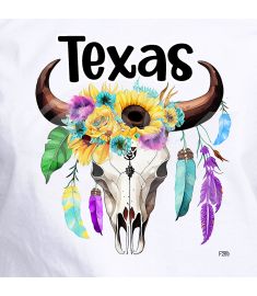 DTF-269 Western Cow Skull Purple Texas 10 x 11 Inches