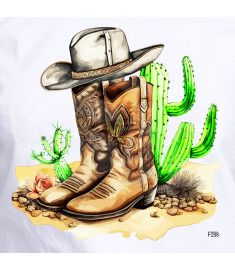 DTF-298 Boot Cactus and Hat 10 x 10 Inches