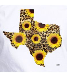 DTF-302 TX State Sunflowers Leopard 10 x 10 Inches