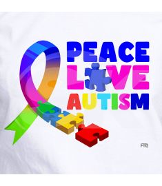DTF-112 Peace Love Autism Ribbon 10 x 7 inches