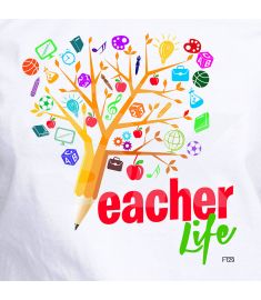 DTF-129 Teacher Life Pencil Tree 10 x 11 Inches