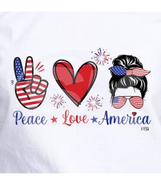 DTF-134 Peace Love America White 10 x 5.5 Inches