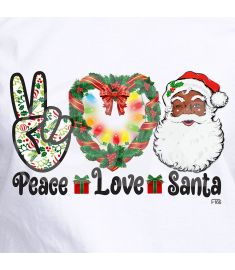DTF-166 Peace Love Santa Black 10 x 6 Inches