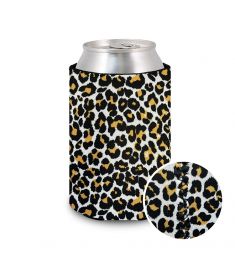 Can Cooler Neoprene Leopard White